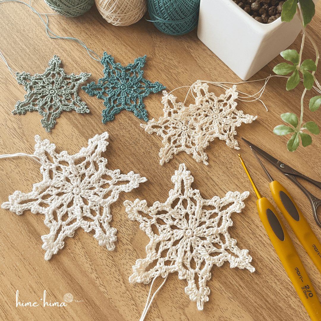 ハンドメイド　スノーマン　モチーフ　レース編み ハンドメイド スノーマン モチーフ レース編み （レース編み｜編んで